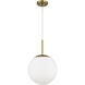 Gaze 1 Light 11.88 inch Satin Brass Pendant Ceiling Light in White Frosted Glass