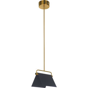 Tente LED 8 inch Gloss Black/Satin Brass Mini Pendant Ceiling Light in Gloss Black and Satin Brass