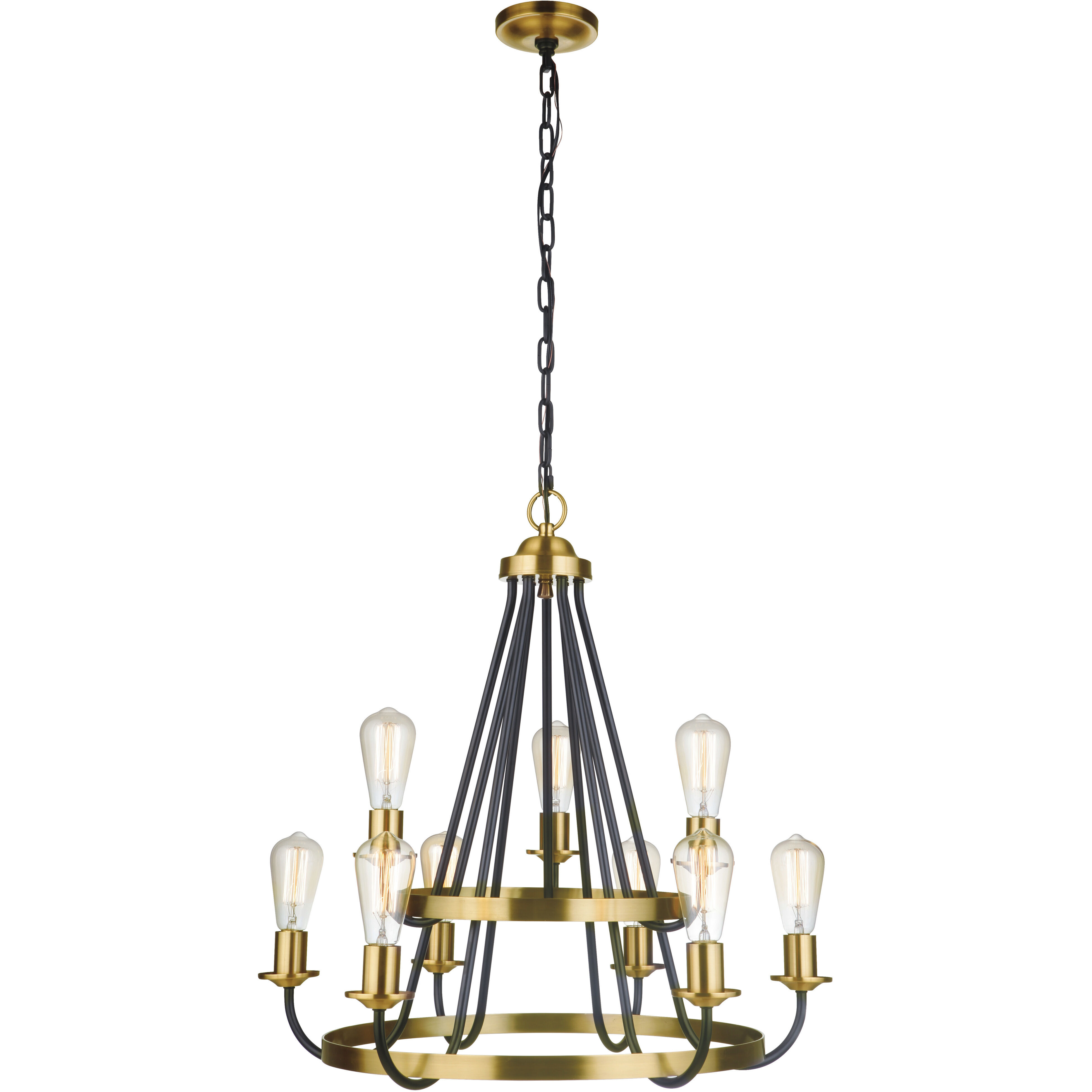 Neighborhood Randolph 9 Light 26 inch Flat Black/Satin Brass Chandelier Ceiling Light in Flat Black and Satin Brass, Neighborhood Collection