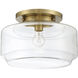 Peri 1 Light 14 inch Satin Brass Flushmount Ceiling Light