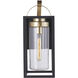 Neo 1 Light 17 inch Midnight / Satin Brass Outdoor Wall Lantern