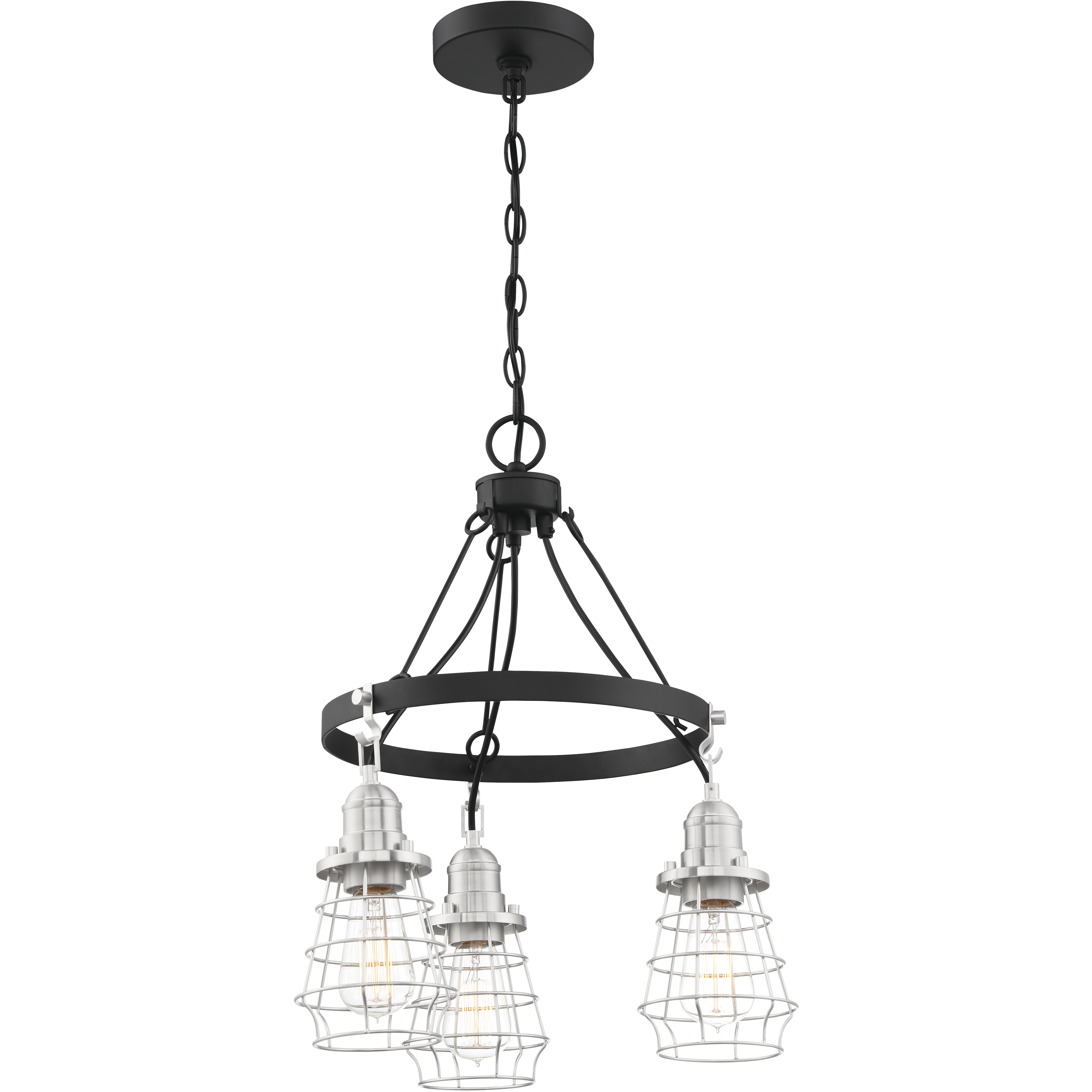 Neighborhood Thatcher 3 Light 18 inch Flat Black/Brushed Polished Nickel Chandelier Ceiling Light in Flat Black / Polished Nickel, Neighborhood Collection