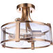 Elliot 3 Light 13 inch Satin Brass Semi Flush Ceiling Light