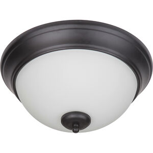 Pro Builder 2 Light 11 inch White Flushmount Ceiling Light in Flat Black, White Frosted Glass