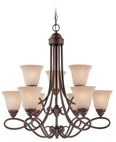 Cordova 9 Light 29 inch Old Bronze Chandelier Ceiling Light in Painted Alabaster