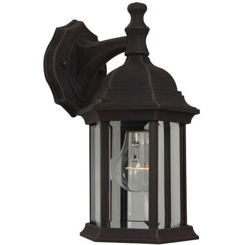 Hex Style 1 Light 12 inch Rust Outdoor Wall Mount in Clear Beveled, Medium