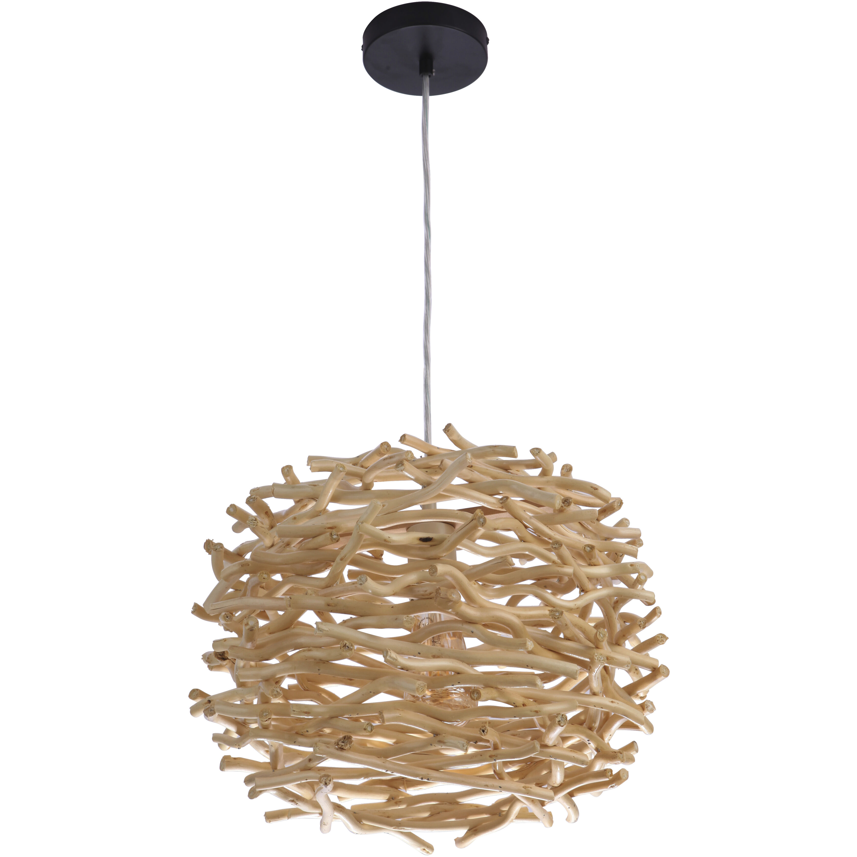 Natural 1 Light 17 inch Natural Pendant Ceiling Light, Orb