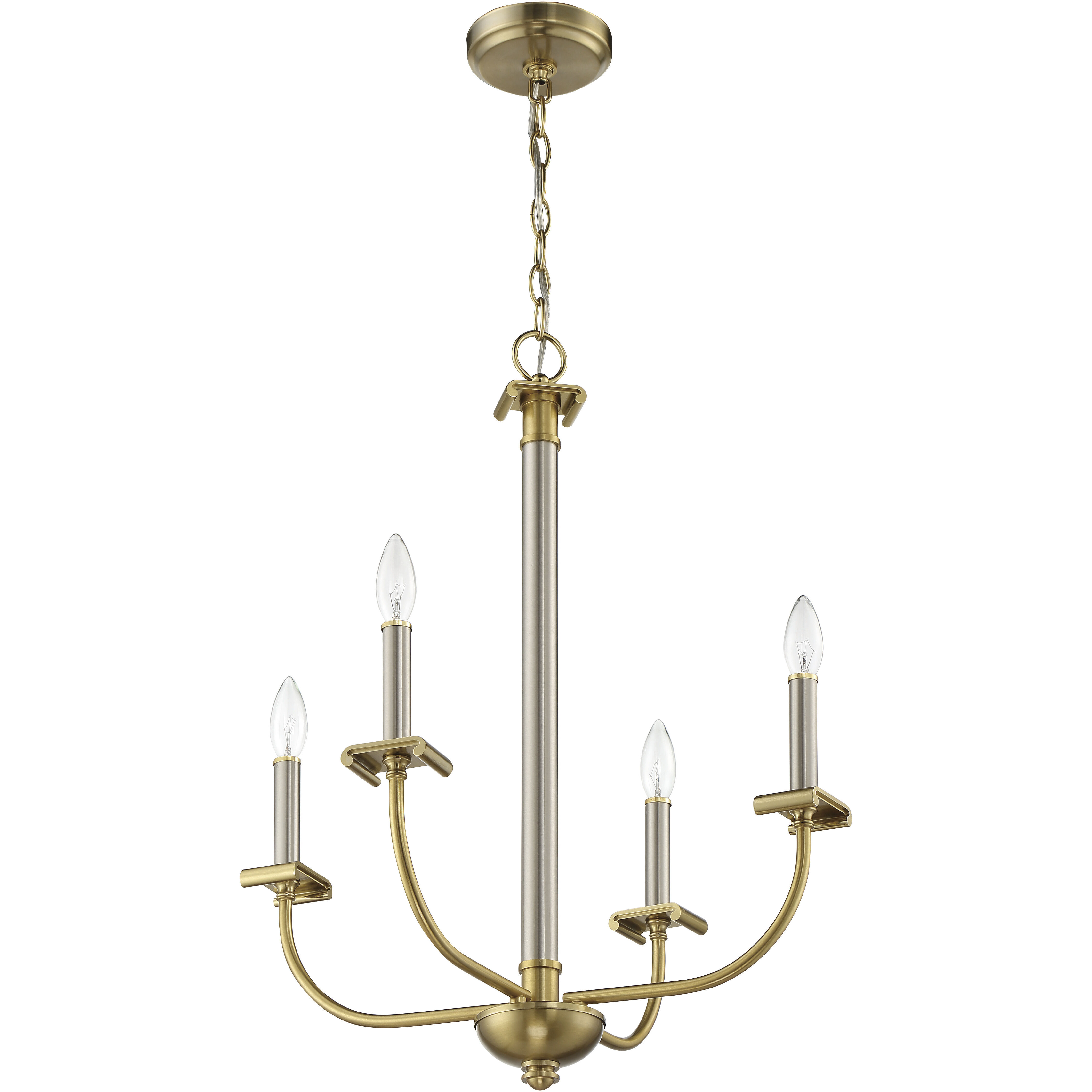 Stanza 4 Light 20.15 inch Brushed Polished Nickel / Satin Brass Chandelier Ceiling Light