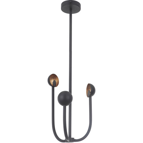 Foundry LED 16 inch Matte Black/Gold Leaf Chandelier Ceiling Light in Matte Black and Gold Leaf