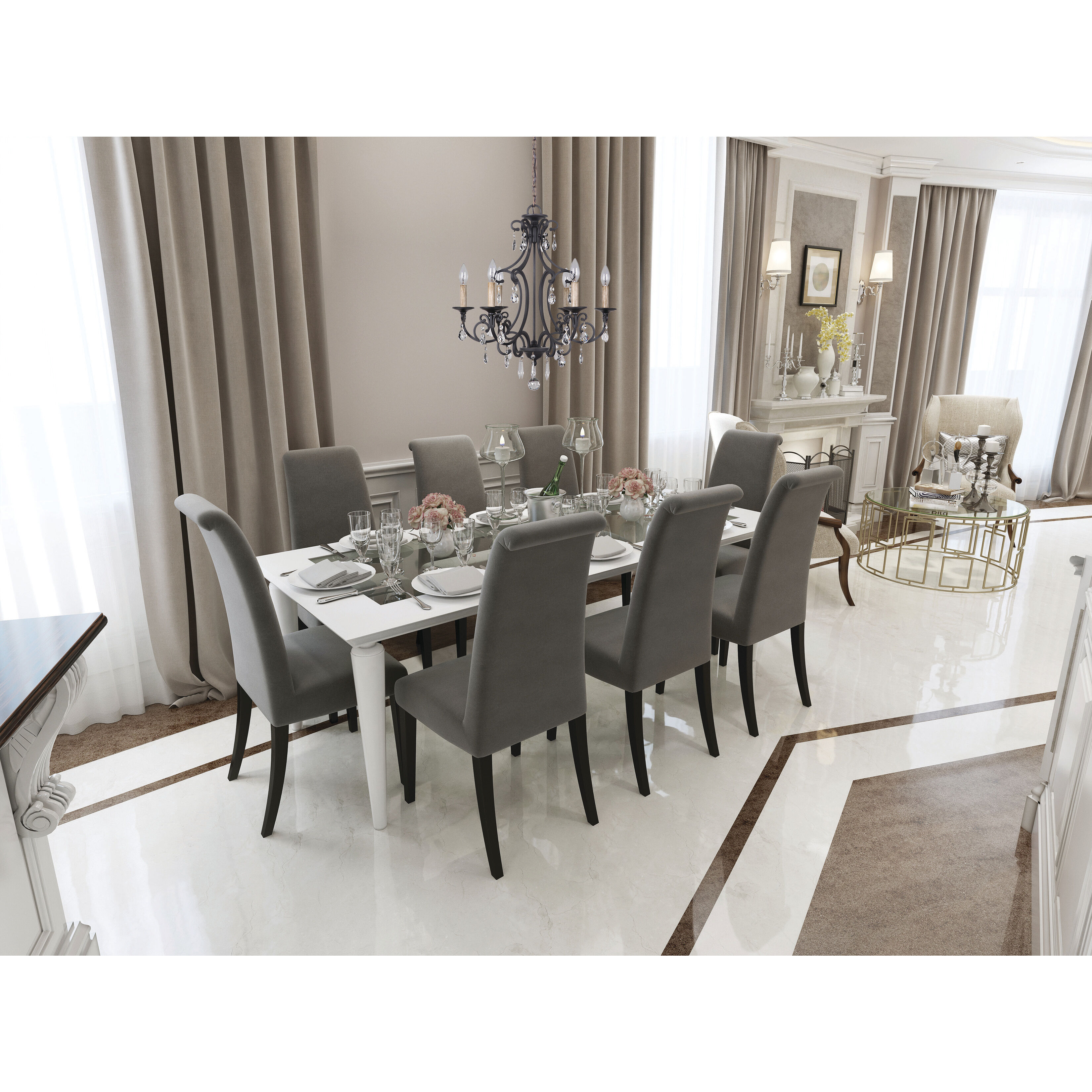 Bentley 6 Light 22 inch Matte Black Chandelier Ceiling Light