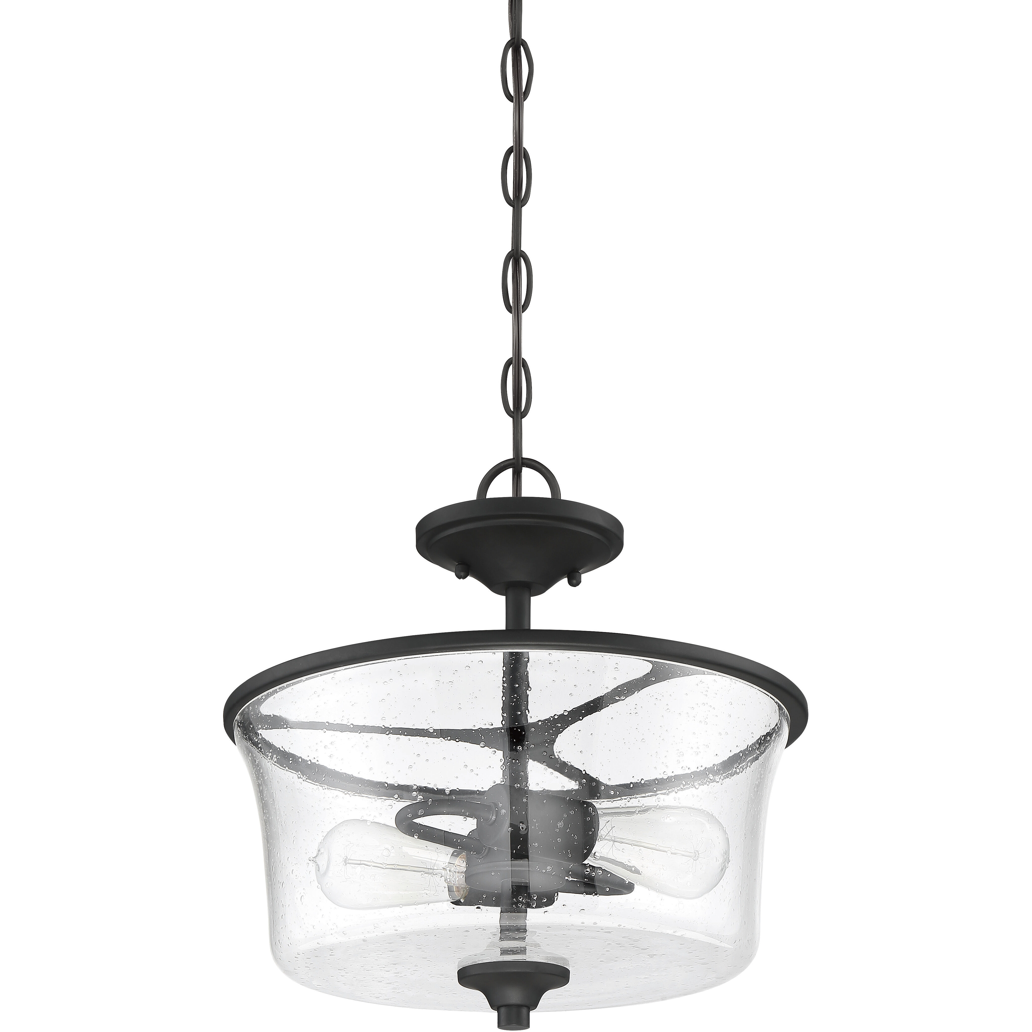 Neighborhood Gwyneth 2 Light 13 inch Flat Black Convertible Semi Flush Ceiling Light in Clear Seeded, Neighborhood Collection