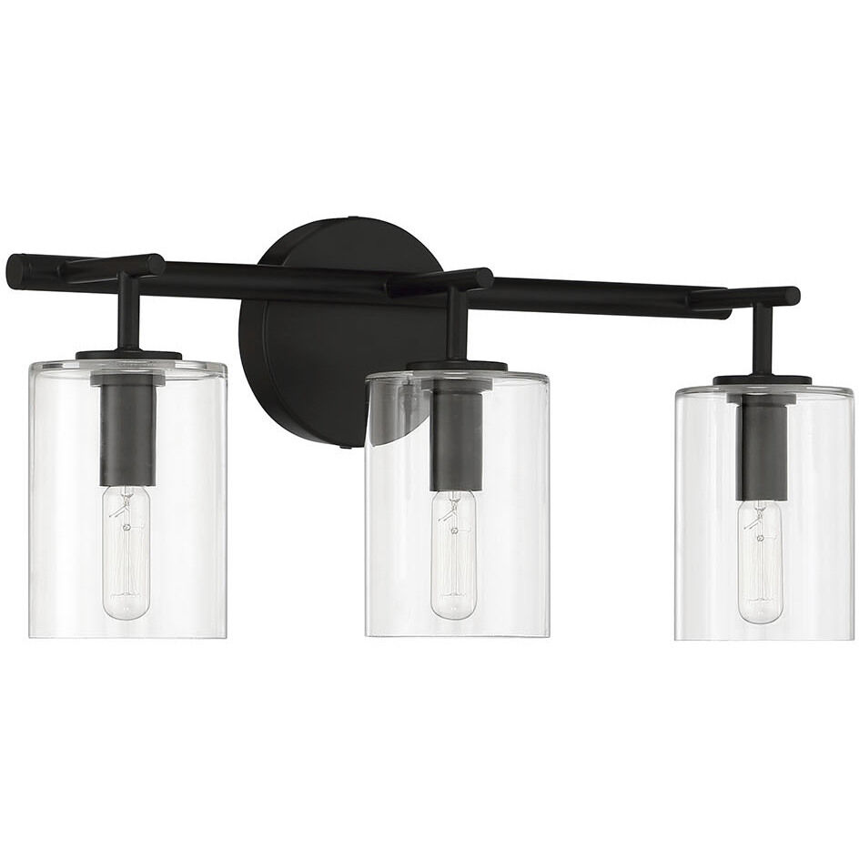 Hailie 3 Light 20 inch Flat Black Vanity Light Wall Light