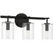 Hailie 3 Light 20 inch Flat Black Vanity Light Wall Light