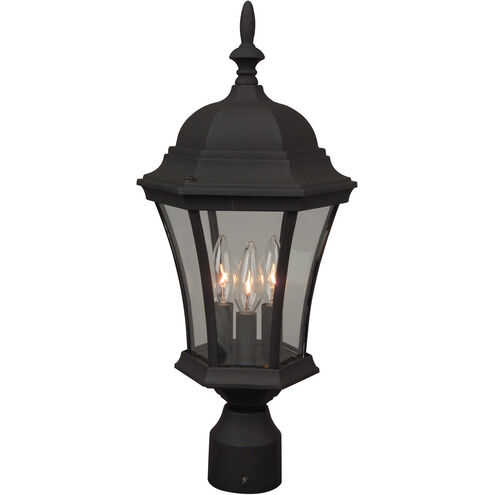 Curved Glass 3 Light 21 inch Textured Black Outdoor Post Mount, Large