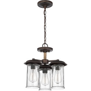 Thornton 3 Light 16 inch Aged Bronze Brushed Convertible Semi Flush Ceiling Light, Convertible to Pendant