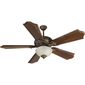 Mia 56 inch Aged Bronze/Vintage Madera with Ebony Blades Ceiling Fan Kit in Aged Bronze and Vintage Madera, Tea-Stained Glass, Custom Carved Classic Ebony