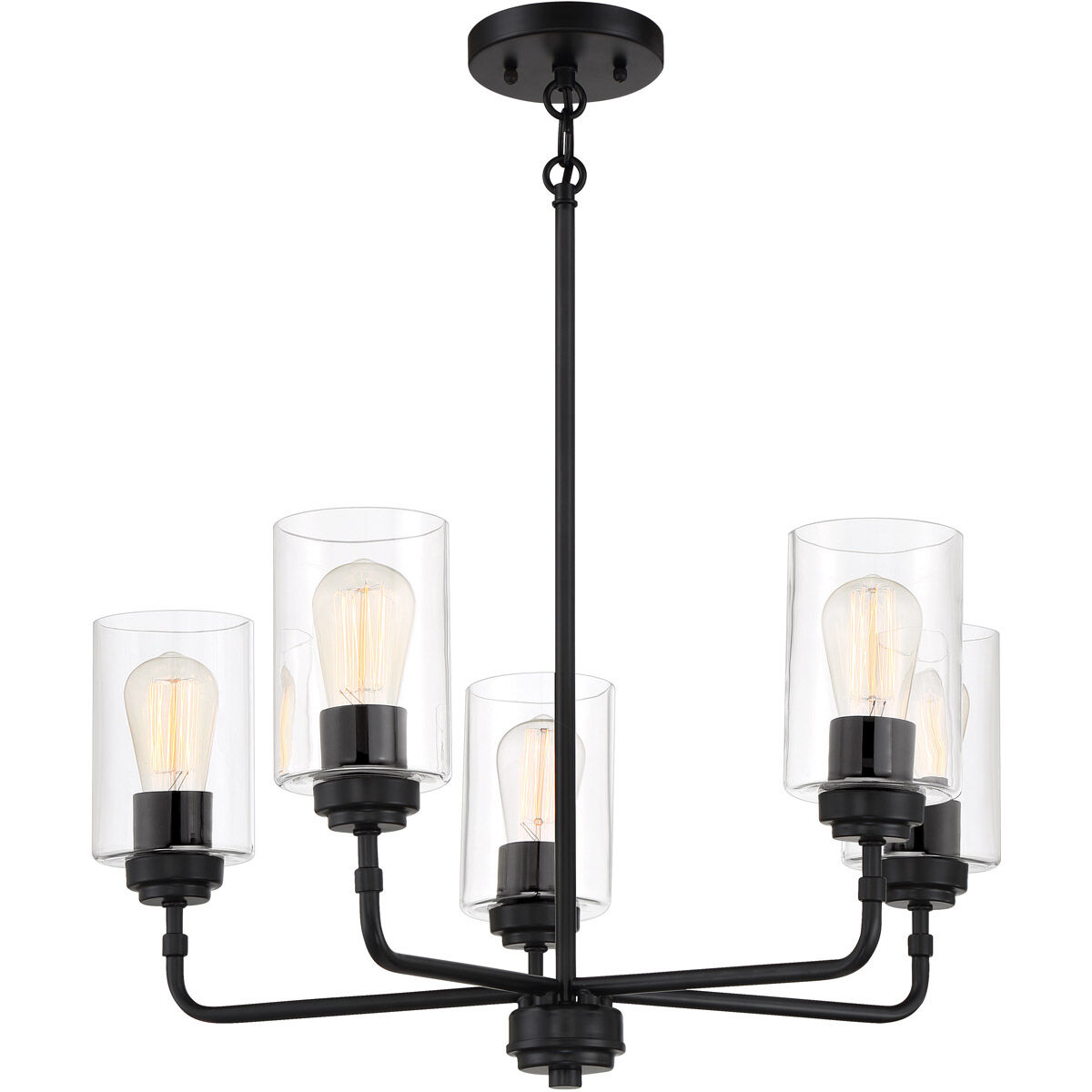 Stowe 5 Light 23 inch Flat Black Chandelier Ceiling Light