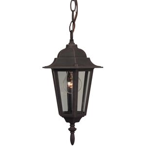 Straight Glass 1 Light 8 inch Rust Outdoor Pendant, Small