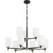 Council 9 Light 28.75 inch Flat Black/Satin Brass Chandelier Ceiling Light