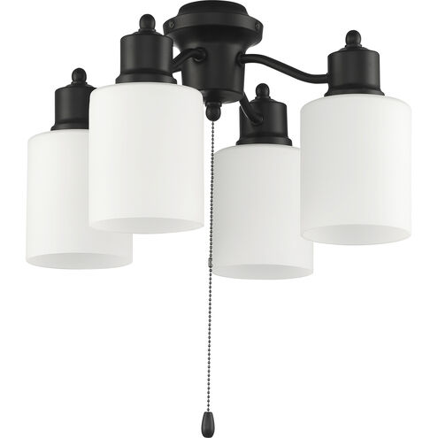Universal LED Flat Black Fan Light Kit in White Glass
