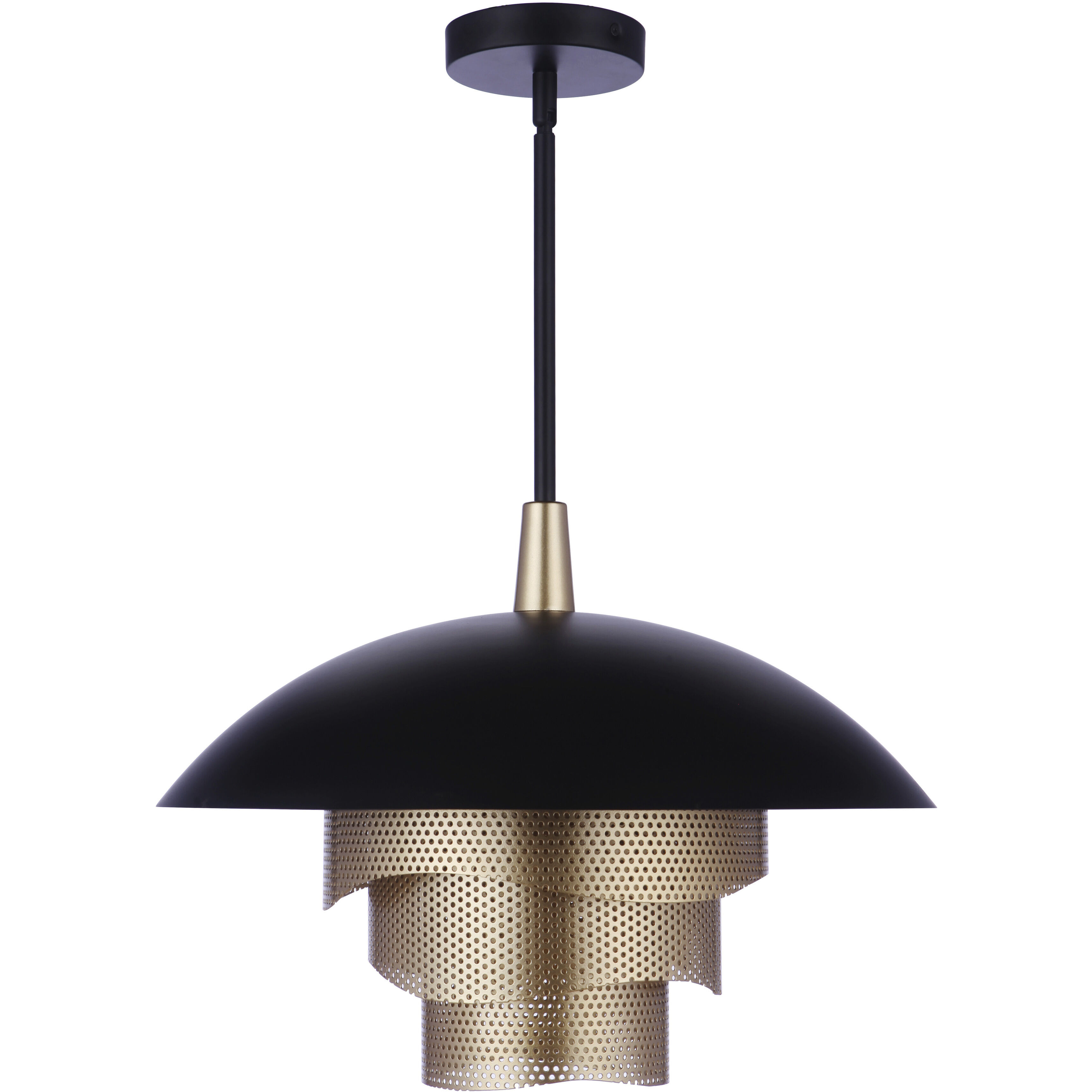 Sculptural Statement LED 19 inch Flat Black/Matte Gold Pendant Ceiling Light in Flat Black and Matte Gold