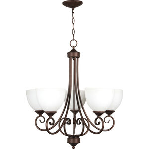 Raleigh 5 Light 24 inch Old Bronze Chandelier Ceiling Light in White Frosted Glass, Jeremiah
