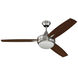 Targas 52 inch Brushed Polished Nickel with Dark Oak/Walnut Blades Fan in Walnut/Dark Oak
