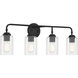 Stowe 4 Light 31 inch Flat Black Vanity Light Wall Light