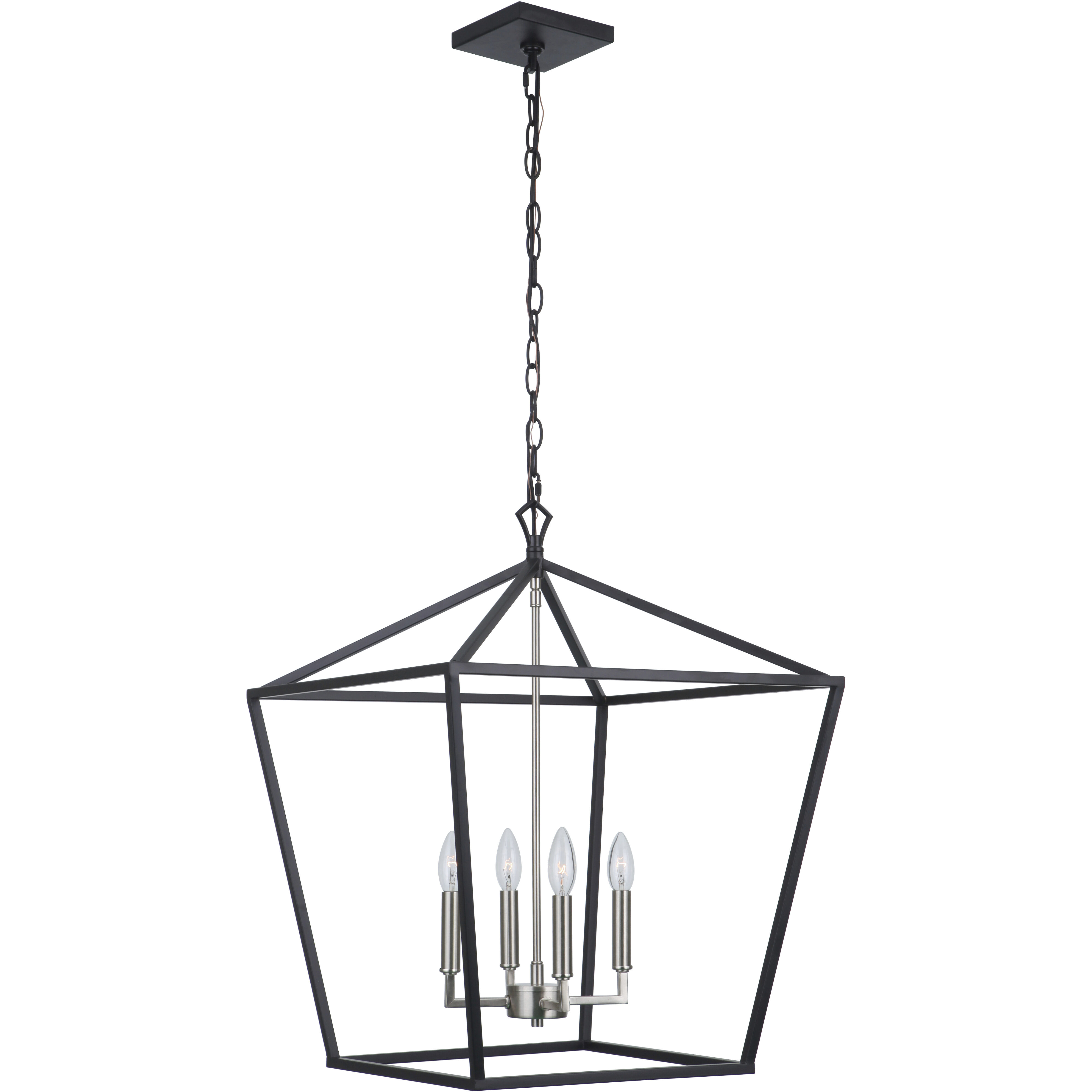 Flynt II 4 Light 20 inch Flat Black/Brushed Polished Nickel Foyer Light Ceiling Light