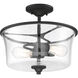 Neighborhood Gwyneth 2 Light 13 inch Flat Black Convertible Semi Flush Ceiling Light in Clear Seeded, Neighborhood Collection