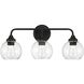 Glenda 3 Light 23 inch Flat Black Vanity Light Wall Light