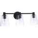 Emilio 3 Light 23 inch Flat Black Vanity Light Wall Light
