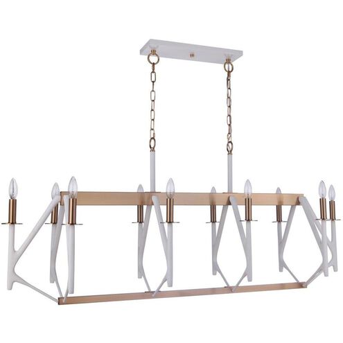 The Reserve Island Light Ceiling Light in Matte White/Satin Brass