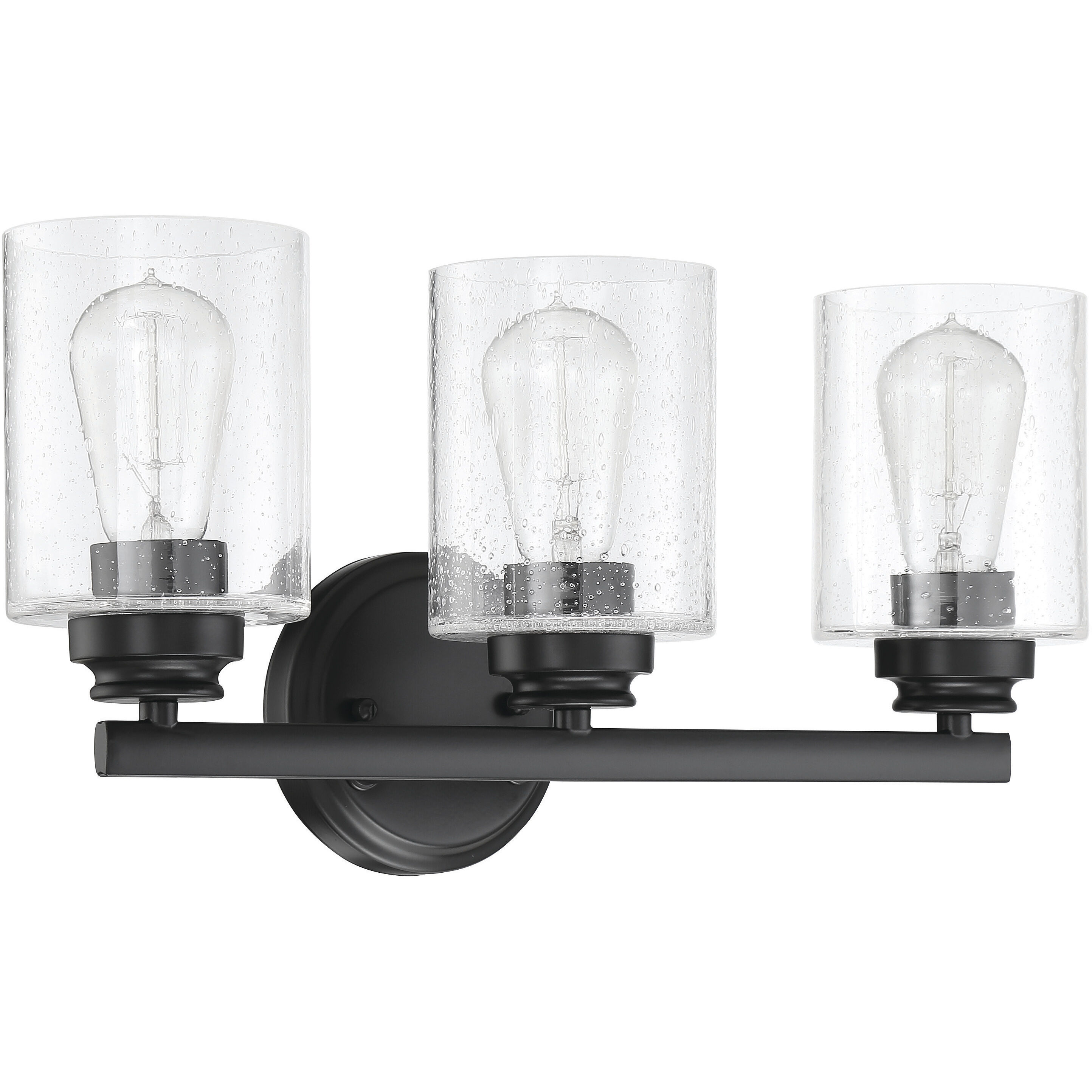 Neighborhood Bolden 3 Light 18 inch Flat Black Vanity Light Wall Light in Clear Seeded, Neighborhood Collection 