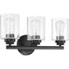 Neighborhood Bolden 3 Light 18 inch Flat Black Vanity Light Wall Light in Clear Seeded, Neighborhood Collection 