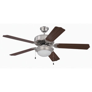 Pro Builder 209 52 inch Brushed Polished Nickel with Walnut Blades Ceiling Fan Kit in Contractor Plus Walnut