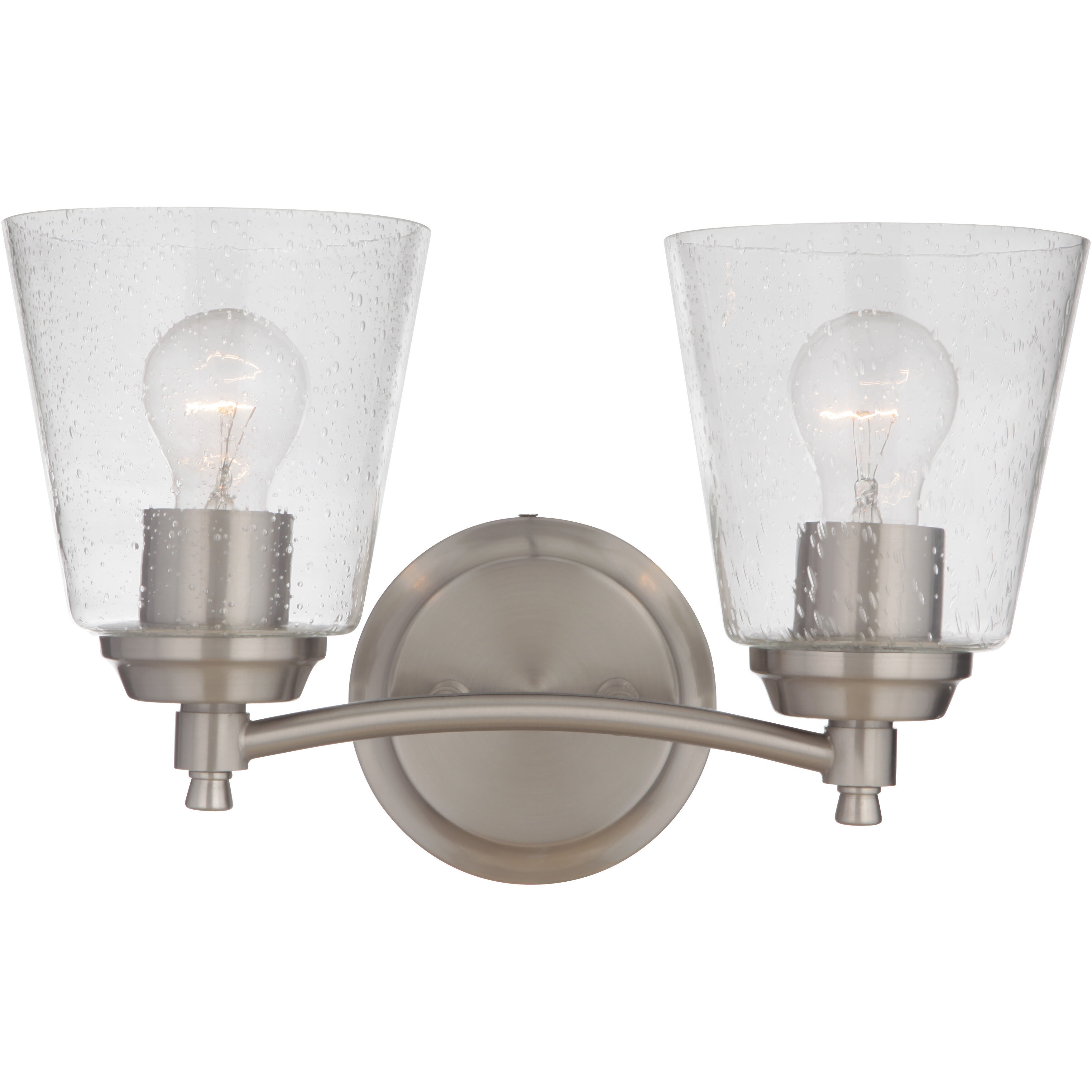 Neighborhood Tyler 2 Light 14 inch Brushed Polished Nickel Vanity Light Wall Light in Clear Seeded, Neighborhood Collection