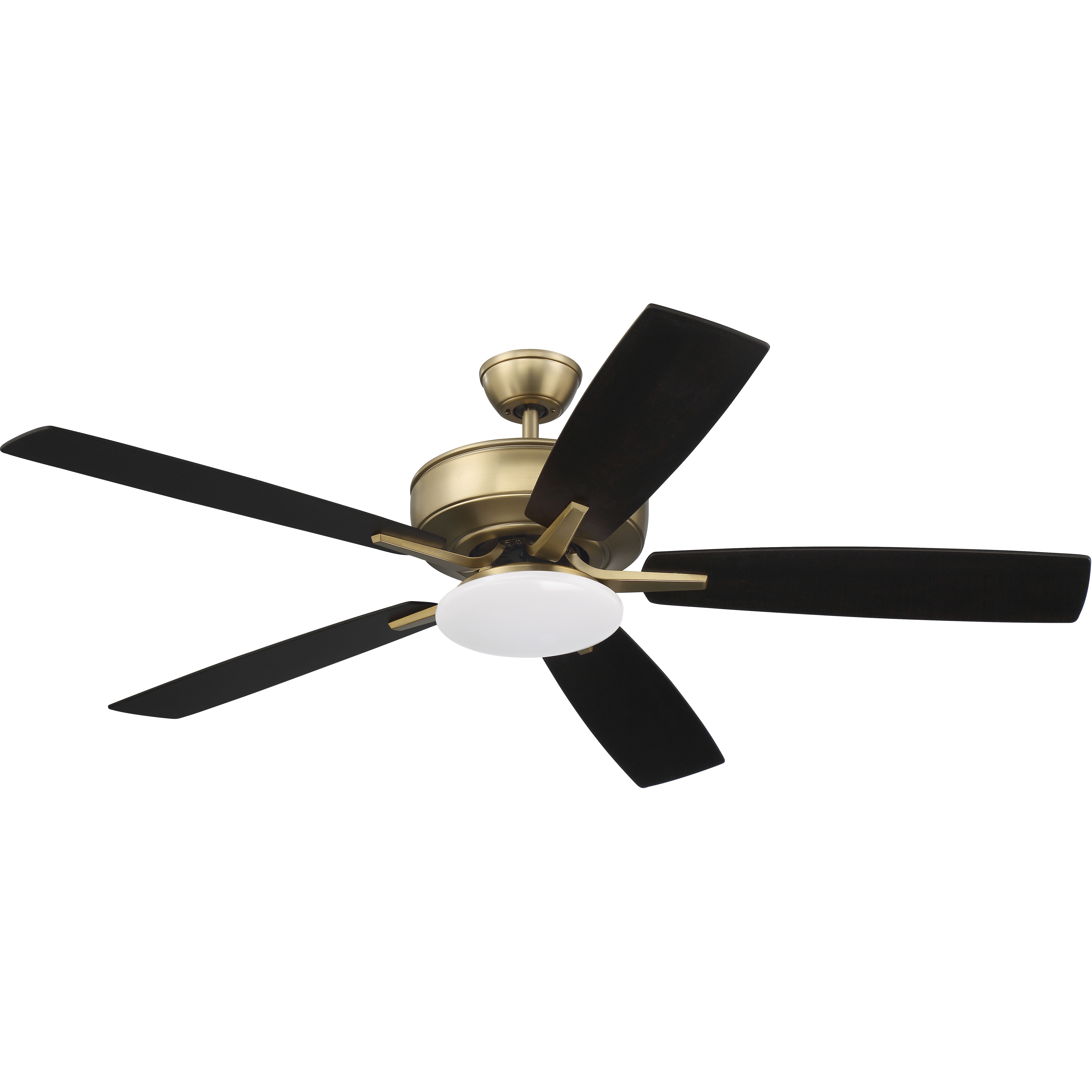 Pro Plus 112 52 inch Satin Brass with Black Walnut/Flat Black Blades Contractor Ceiling Fan, Slim