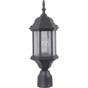 Hex Style 1 Light 18 inch Textured Black Outdoor Post Mount in Textured Matte Black, Clear Seeded, Medium