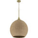 Keira 3 Light 20.5 inch Satin Brass Pendant Ceiling Light in Natural Rope
