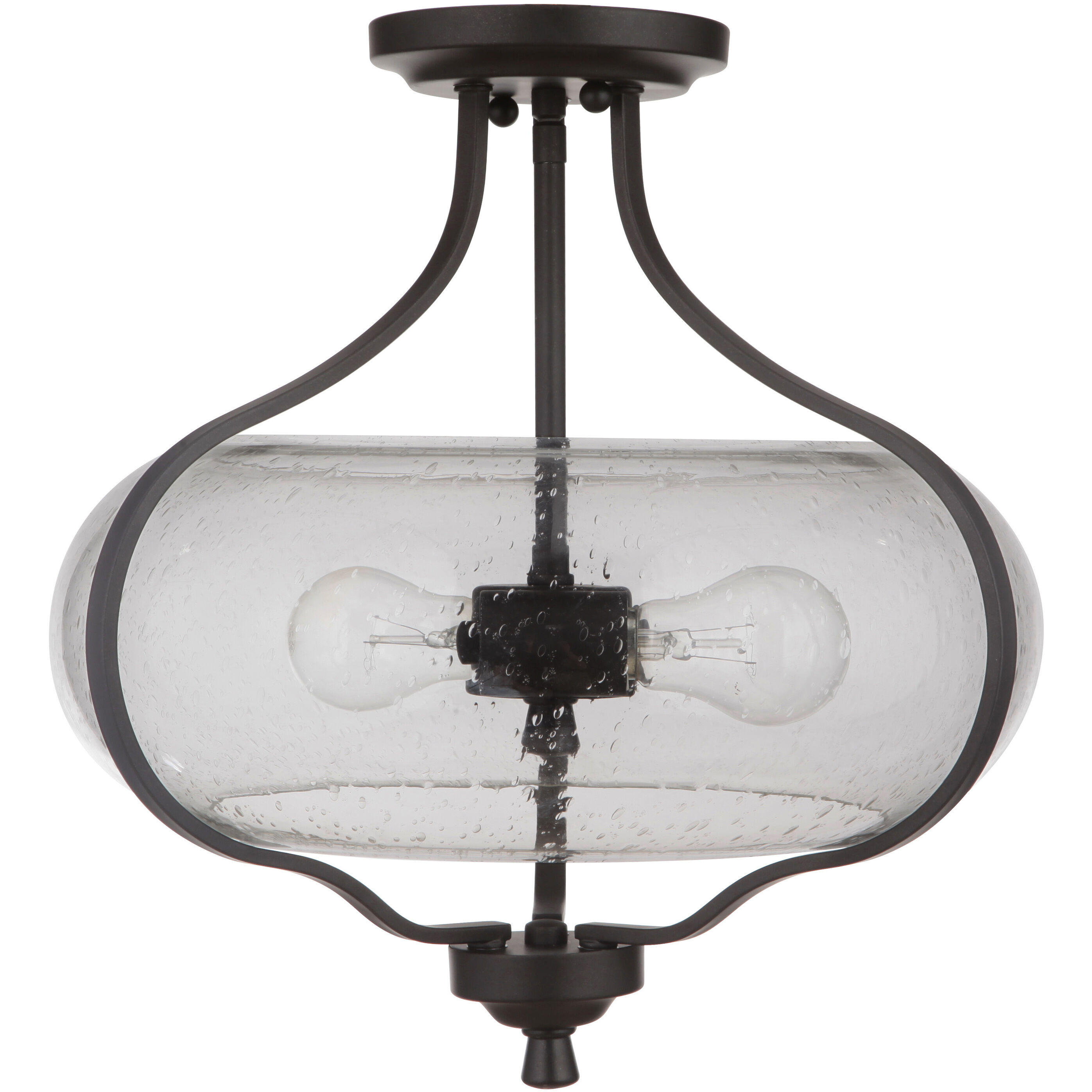 Neighborhood Serene 2 Light 15 inch Espresso Semi Flush Ceiling Light in Clear Seeded, Neighborhood Collection