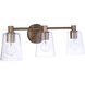 Emilio 3 Light 23 inch Satin Brass Vanity Light Wall Light