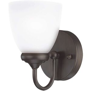 Spencer 1 Light 5 inch Bronze Wall Sconce Wall Light in White Frosted Glass