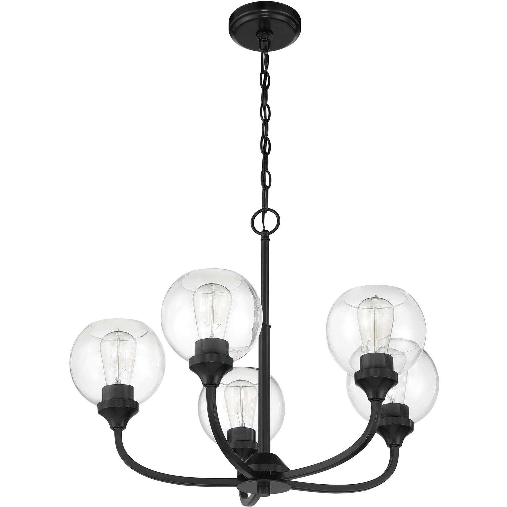 Glenda 5 Light 23.75 inch Flat Black Chandelier Ceiling Light