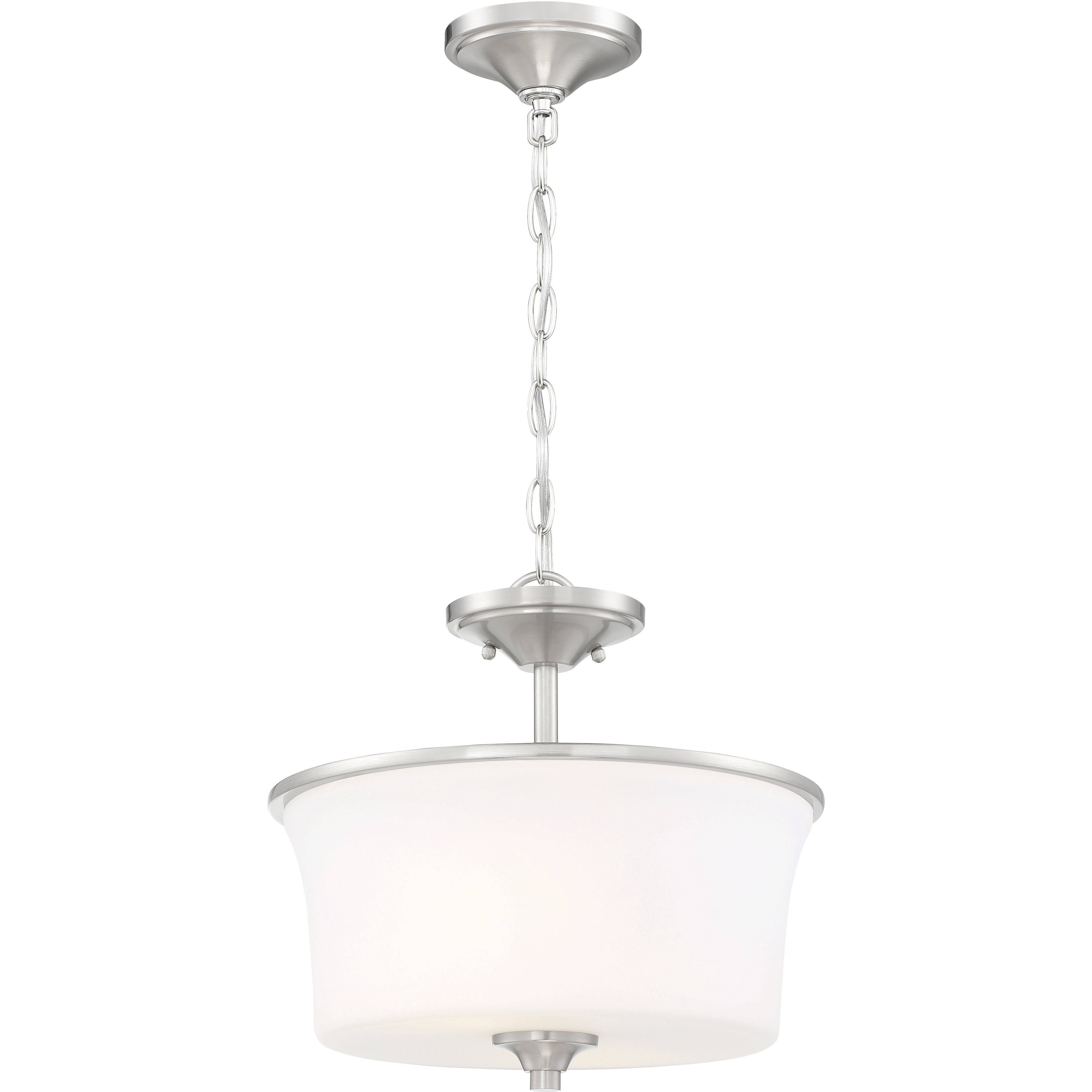 Neighborhood Gwyneth 2 Light 13 inch Brushed Polished Nickel Convertible Semi Flush Ceiling Light in White Frost Glass, Neighborhood Collection
