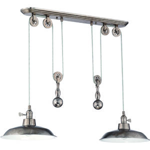 Jeremiah 2 Light 12 inch Tarnished Silver Pulley Pendant Ceiling Light