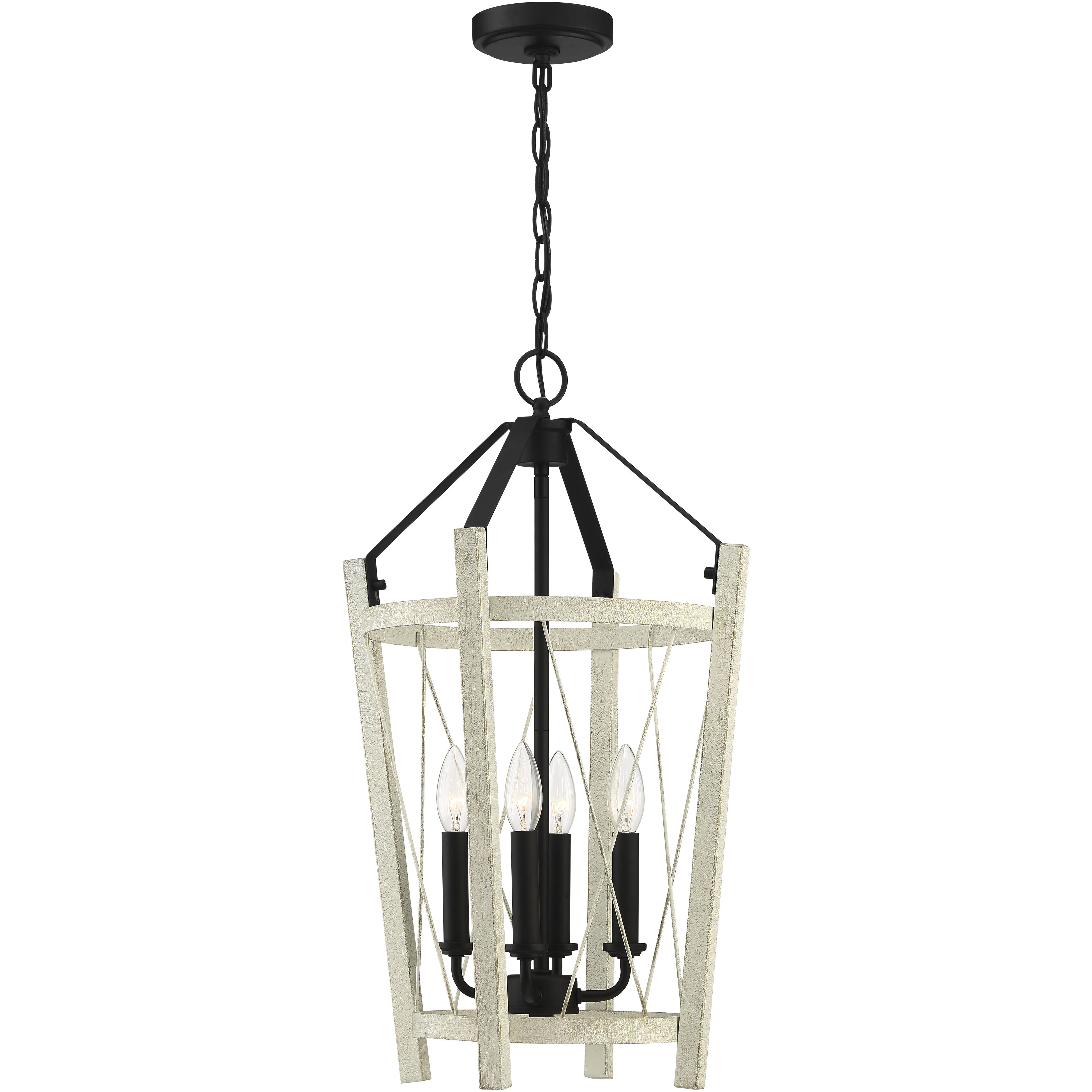 Suffolk 4 Light 14 inch Cottage White/Espresso Foyer Light Ceiling Light