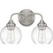 Glenda 2 Light 15 inch Brushed Polished Nickel Vanity Light Wall Light