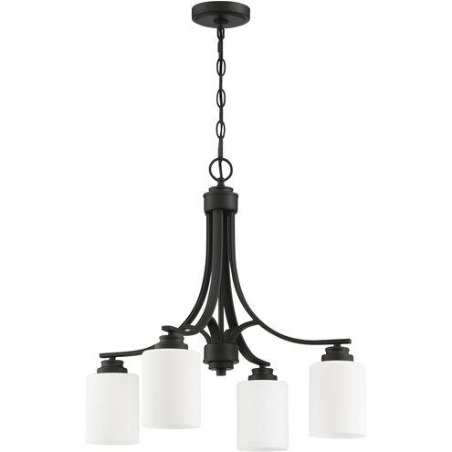 Neighborhood Bolden 4 Light 23 inch Flat Black Chandelier Ceiling Light in White Frost Glass, Neighborhood Collection