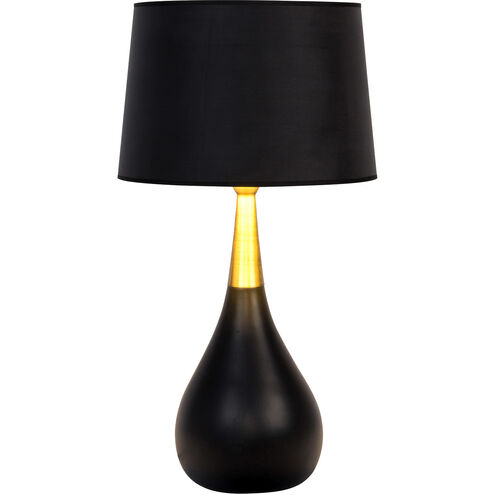 Bejamin 26.5 inch 100 watt Flat Black and Satin Brass Table Lamp Portable Light